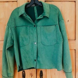 Green Faux-Suede Women's Jacket